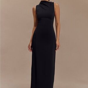 Meshki Black Taylor Draped Maxi Dress
